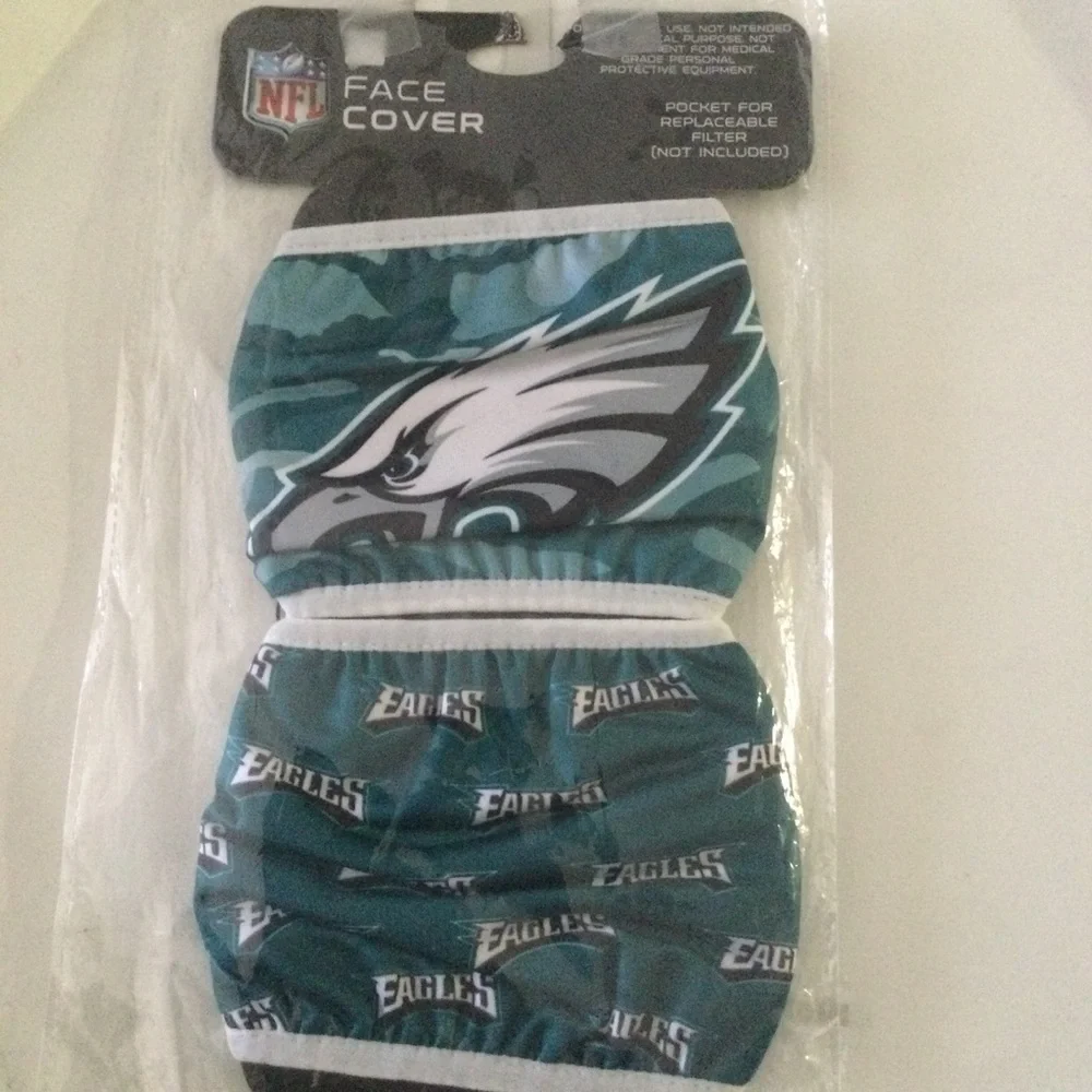 FOCO NFL PHILADELPHIA EAGLES 2 PACK FACE COVERINGS MASKS GREEN BLACK NWT